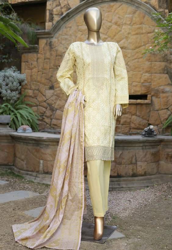 Binsaeed Lawn Stitched Affifa Embroidered Collection'23 D-04