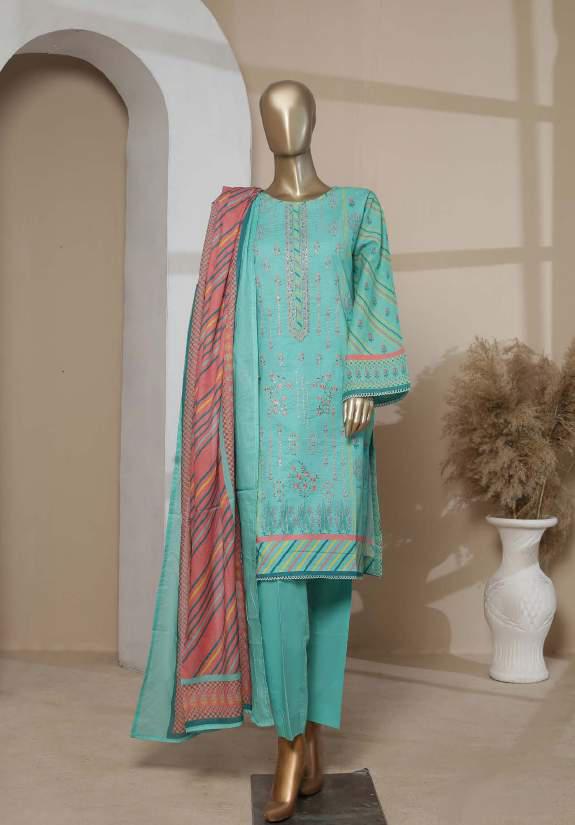 Binsaeed Lawn Stitched Affifa Embroidered Collection'23 D-06
