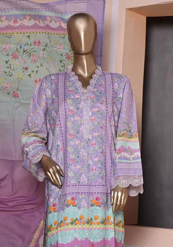 Binsaeed Lawn Stitched Affifa Embroidered Collection'23 D-09