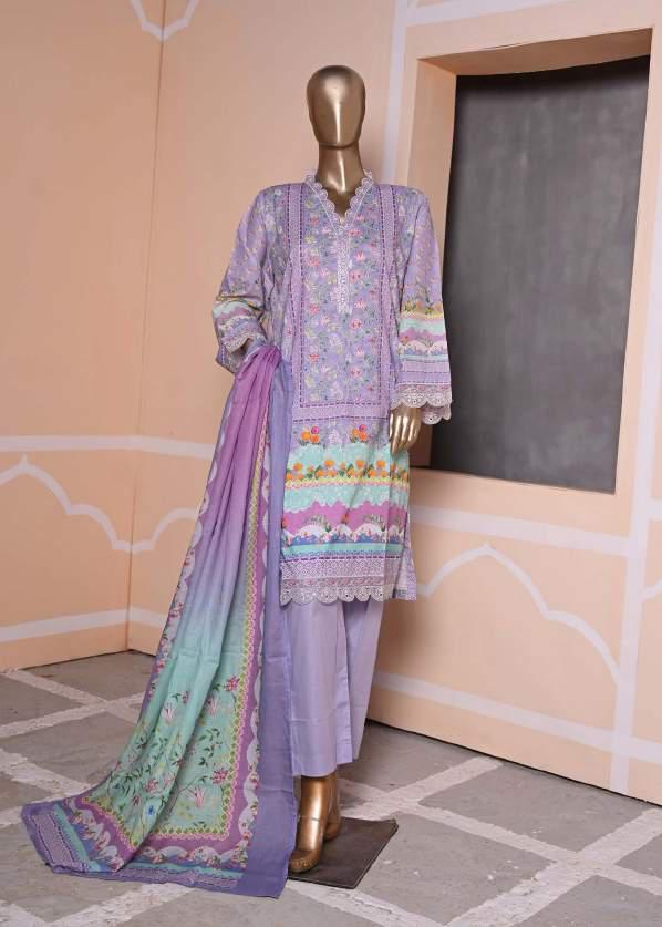 Binsaeed Lawn Stitched Affifa Embroidered Collection'23 D-09
