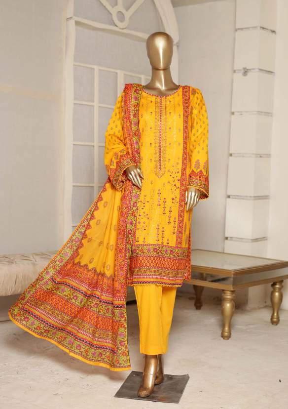 Binsaeed Lawn Stitched Affifa Embroidered Collection'23 D-10