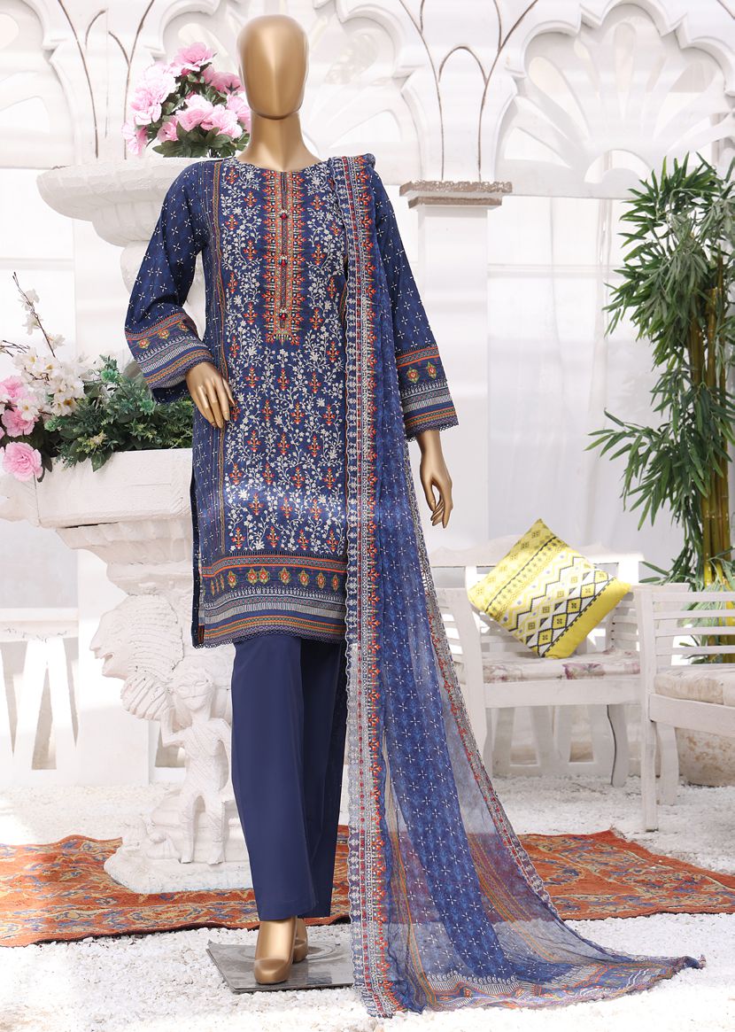 D-2234 Premium Printed & Embroidered Lawn Collection By Riwayat